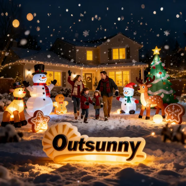 Opblaasbare Kerstman, 275 Cm, Met Zak En Beer, Kerstdecoratie Met Ingebouwde LED lampjes
