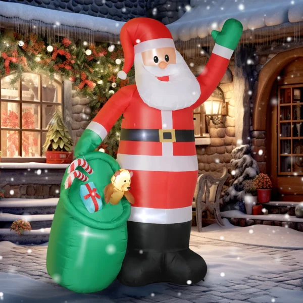 Opblaasbare Kerstman, 275 Cm, Met Zak En Beer, Kerstdecoratie Met Ingebouwde LED lampjes
