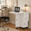 Opklapbare Eettafel, Rolbare Keukentafel Met Laden En Kast, Wit
