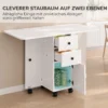 Opklapbare Eettafel, Rolbare Keukentafel Met Laden En Kast, Wit