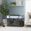 Opvouwbare Speelren Voor Huisdieren, Met Opbergtas, Voor Puppy's En Kittens, Binnen En Buiten, Grijs