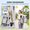 Opvouwbare Transporttas Met Wielen Voor Huisdieren, Geschikt Voor Honden En Katten Tot 5 Kg, Ademende Trolley Grijs