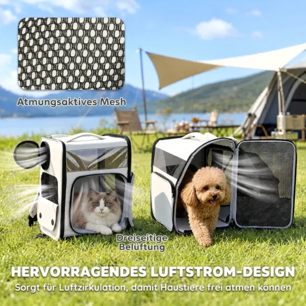 Opvouwbare Transporttas Met Wielen Voor Huisdieren, Geschikt Voor Honden En Katten Tot 5 Kg, Ademende Trolley Grijs