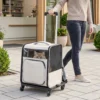 Opvouwbare Transporttas Met Wielen Voor Huisdieren, Geschikt Voor Honden En Katten Tot 5 Kg, Ademende Trolley Grijs
