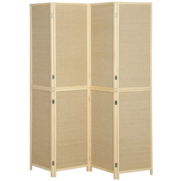 Paravent Met 4 Panelen, Opvouwbare Scheidingswand Gemaakt Van Handgeweven Bamboe, 180 X 180 Cm, Natuur