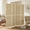 Paravent Met 4 Panelen, Opvouwbare Scheidingswand Gemaakt Van Handgeweven Bamboe, 180 X 180 Cm, Natuur