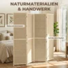 Paravent Met 4 Panelen, Opvouwbare Scheidingswand Gemaakt Van Handgeweven Bamboe, 180 X 180 Cm, Natuur