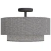 Plafondlamp, Hanglamp Met Dubbele Schermen In Linnenlook, Taupe
