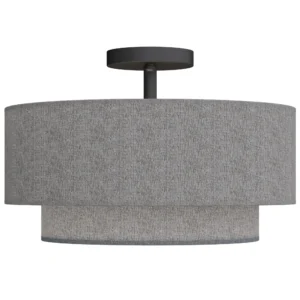 Plafondlamp, Hanglamp Met Dubbele Schermen In Linnenlook, Taupe