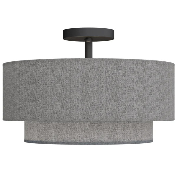 Plafondlamp, Hanglamp Met Dubbele Schermen In Linnenlook, Taupe