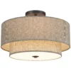 Plafondlamp, Hanglamp Met Dubbele Schermen In Linnenlook, Taupe