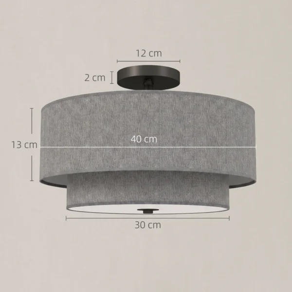Plafondlamp, Hanglamp Met Dubbele Schermen In Linnenlook, Taupe