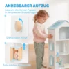 Poppenhuis 79,5 Cm Hoog 3 verdiepingen Met Lift 13 Meubels Balkon Groot Cadeau Voor Meisjes Van 3 6 Jaar Blauw