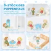 Poppenhuis 79,5 Cm Hoog 3 verdiepingen Met Lift 13 Meubels Balkon Groot Cadeau Voor Meisjes Van 3 6 Jaar Blauw