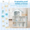 Poppenhuis 79,5 Cm Hoog 3 verdiepingen Met Lift 13 Meubels Balkon Groot Cadeau Voor Meisjes Van 3 6 Jaar Blauw