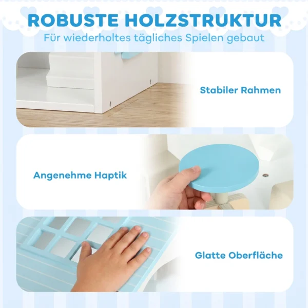 Poppenhuis 79,5 Cm Hoog 3 verdiepingen Met Lift 13 Meubels Balkon Groot Cadeau Voor Meisjes Van 3 6 Jaar Blauw