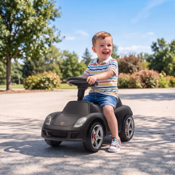 Porsche Glijdende Auto Voor Kinderen Met Hoorn, Licht, Motorgeluiden, Voor 18 36 Maanden, Matzwart