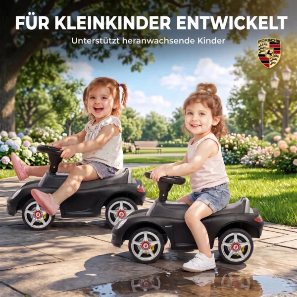 Porsche Glijdende Auto Voor Kinderen Met Hoorn, Licht, Motorgeluiden, Voor 18 36 Maanden, Matzwart