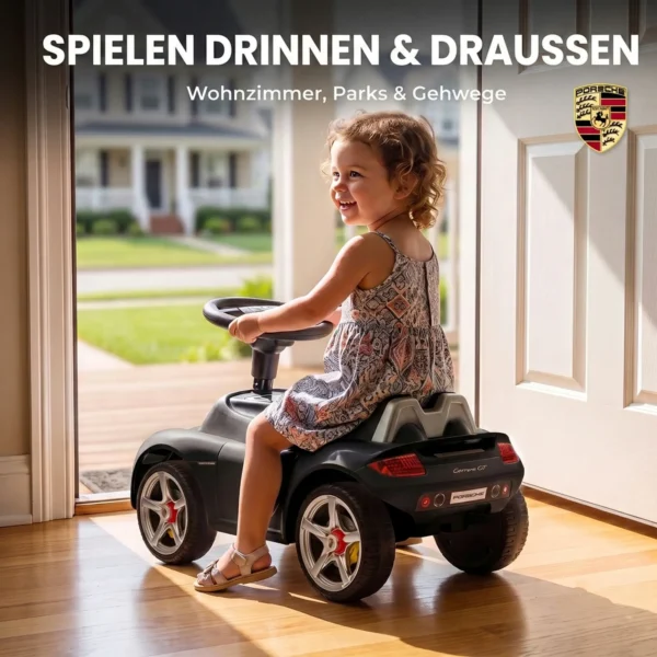 Porsche Glijdende Auto Voor Kinderen Met Hoorn, Licht, Motorgeluiden, Voor 18 36 Maanden, Matzwart
