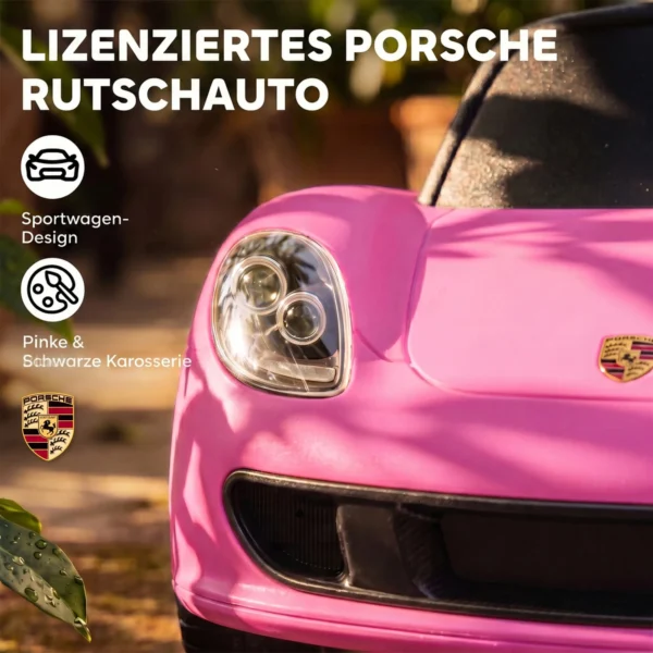 Porsche Glijdende Auto Voor Kinderen Met Hoorn, Licht, Motorgeluiden, Voor 18 36 Maanden, Roze