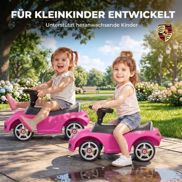 Porsche Glijdende Auto Voor Kinderen Met Hoorn, Licht, Motorgeluiden, Voor 18 36 Maanden, Roze