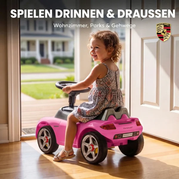 Porsche Glijdende Auto Voor Kinderen Met Hoorn, Licht, Motorgeluiden, Voor 18 36 Maanden, Roze