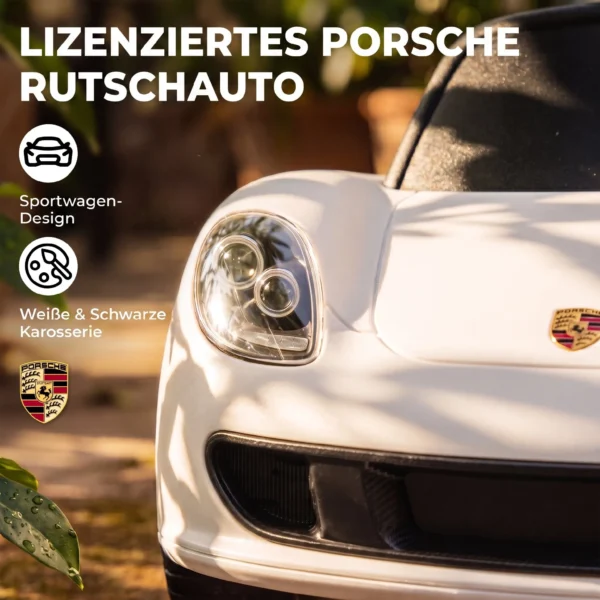 Porsche Rutschauto Voor Kinderen Met Claxon, Licht, Motorgeluiden, Voor 18 36 Maanden, Wit