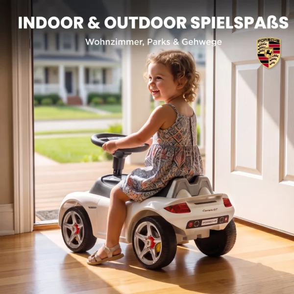 Porsche Rutschauto Voor Kinderen Met Claxon, Licht, Motorgeluiden, Voor 18 36 Maanden, Wit