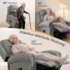 Power Lift Relaxstoel Met Vibratiemassage En Verwarmingsfunctie, Opsta stoel Met USB aansluiting, Zijzakken En Afstandsbedieningen, Lichtgrijs