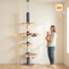 Ratzbaum Plafondhoog 225 255 Cm In Hoogte Verstelbare Kattenboom Met 5 Verdiepingen, 3 Sisal krabstammen, Hangmat, Platformen