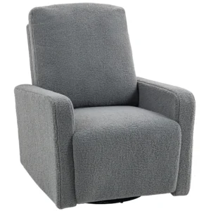 Relaxfauteuil, Ontspanningsstoel Met Fleece Hoes, Verstelbare Rugleuning, Gestoffeerde Stoel, Staal, Grijs