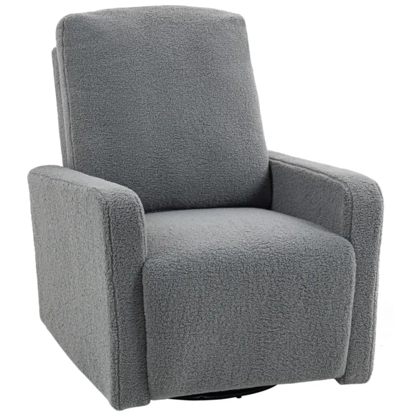 Relaxfauteuil, Ontspanningsstoel Met Fleece Hoes, Verstelbare Rugleuning, Gestoffeerde Stoel, Staal, Grijs