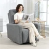 Relaxfauteuil, Ontspanningsstoel Met Fleece Hoes, Verstelbare Rugleuning, Gestoffeerde Stoel, Staal, Grijs