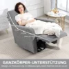 Relaxfauteuil, Ontspanningsstoel Met Fleece Hoes, Verstelbare Rugleuning, Gestoffeerde Stoel, Staal, Grijs