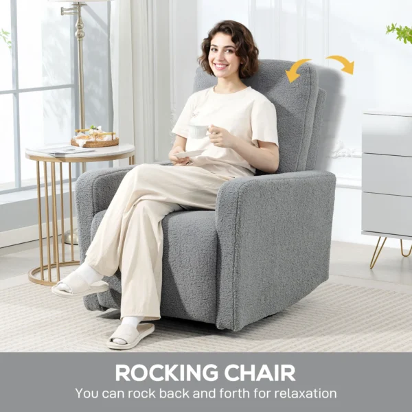 Relaxfauteuil, Ontspanningsstoel Met Fleece Hoes, Verstelbare Rugleuning, Gestoffeerde Stoel, Staal, Grijs