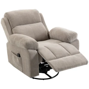 Relaxfauteuil TV fauteuil 360° Draaibare Massagestoel Met Warmte, Massage, Chenille Uiterlijk, Beige