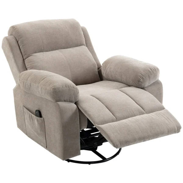 Relaxfauteuil TV fauteuil 360° Draaibare Massagestoel Met Warmte, Massage, Chenille Uiterlijk, Beige