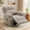 Relaxfauteuil TV fauteuil 360° Draaibare Massagestoel Met Warmte, Massage, Chenille Uiterlijk, Beige