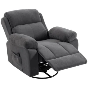 Relaxfauteuil TV fauteuil 360° Draaibare Massagestoel Met Warmte, Massage, Chenille Uiterlijk, Donkergrijs