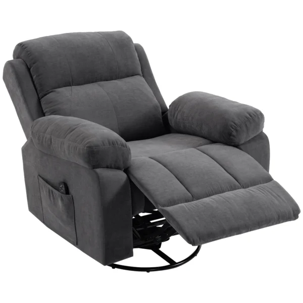 Relaxfauteuil TV fauteuil 360° Draaibare Massagestoel Met Warmte, Massage, Chenille Uiterlijk, Donkergrijs