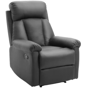 Relaxfauteuil TV fauteuil Met Ligfunctie, Handmatig Verstelbare Relaxstoel Van Kunstleer Voor Woonkamer, Zwart
