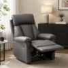 Relaxfauteuil TV fauteuil Met Ligfunctie, Handmatig Verstelbare Relaxstoel Van Kunstleer Voor Woonkamer, Zwart