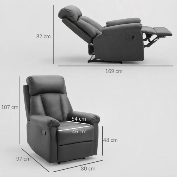 Relaxfauteuil TV fauteuil Met Ligfunctie, Handmatig Verstelbare Relaxstoel Van Kunstleer Voor Woonkamer, Zwart