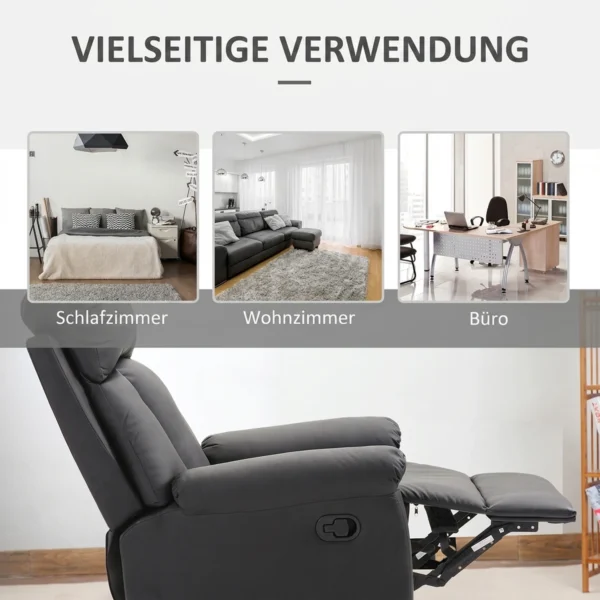 Relaxfauteuil TV fauteuil Met Ligfunctie, Handmatig Verstelbare Relaxstoel Van Kunstleer Voor Woonkamer, Zwart