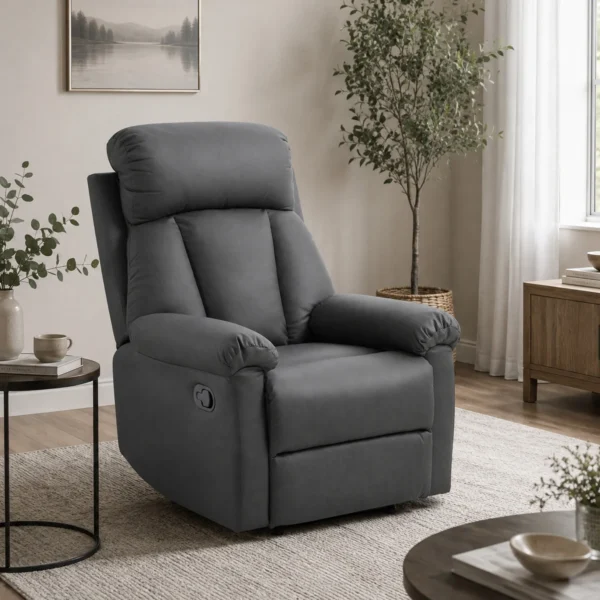 Relaxfauteuil TV fauteuil Met Ligfunctie, Handmatig Verstelbare Relaxstoel Van Kunstleer Voor Woonkamer, Zwart