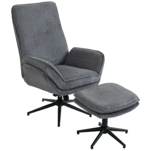 Relaxstoel Met 130° Ligfunctie, Televisiestoel Met Voetenbank En Stalen Frame, Grijs