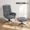 Relaxstoel Met 130° Ligfunctie, Televisiestoel Met Voetenbank En Stalen Frame, Grijs