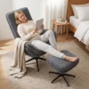 Relaxstoel Met 130° Ligfunctie, Televisiestoel Met Voetenbank En Stalen Frame, Grijs