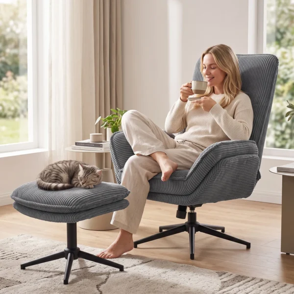 Relaxstoel Met 130° Ligfunctie, Televisiestoel Met Voetenbank En Stalen Frame, Grijs