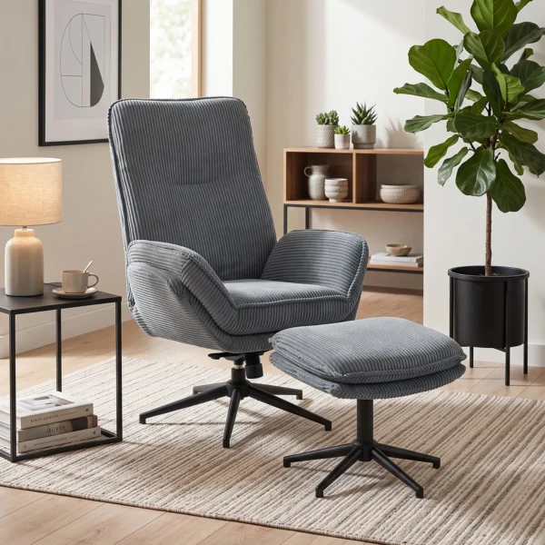 Relaxstoel Met 130° Ligfunctie, Televisiestoel Met Voetenbank En Stalen Frame, Grijs